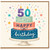 50th Birthday Card, Birthday Cake and Confetti Design