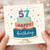 57th Birthday Card, Happy Birthday Cake Design Card
