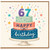 67th Birthday Card, Happy Birthday Cake and Confetti Design