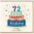 72nd Birthday Card, Colourful Birthday Cake and Confetti Design