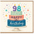 98th Birthday Card, Happy Birthday Cake Design Card