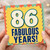 86th Birthday Card, Fabulous Years Birthday Card