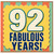 92nd Birthday Card, 92 Fabulous Years Birthday Card