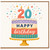 20th Birthday Card, Happy Birthday Cake Design with Candles and Confetti
