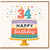 34th Birthday Card, Colourful Birthday Cake and Confetti Design