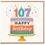 107th Birthday Card, Colourful Birthday Cake and Confetti Design