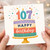 107th Birthday Card, Colourful Birthday Cake and Confetti Design
