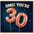 30th Birthday Card, OMG You’re 30 Rose Gold Balloon Design