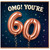 60th Birthday Card, OMG! You’re 60 Rose Gold Balloon Design