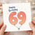 69th Birthday Card, Funny Balloon Number Happy Birthday Card