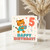 5th Birthday Card, Cute Tiger Holding Gift with Number 5 Balloon