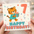 7th Birthday Card, Cute Tiger Happy Birthday Card