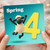 4th Birthday Card, Spring Sheep Card