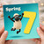 7th Birthday Card, Spring Sheep Design