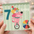 7th Birthday Card, Pink na Unicycle Birthday Card