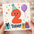 2nd Birthday Card, Cute Number 2 Party Card with Balloons, Presents and Confetti