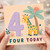 4th Birthday Card, Four Today Giraffe Jungle Card