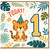 1st Birthday Card, Tiger Party Design