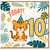 10th Birthday Card, Cute Tiger Party Design