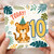 10th Birthday Card, Cute Tiger Party Design