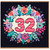 32nd Birthday Card, Floral Number 32 Birthday Card