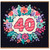 40th Birthday Card, Colourful Floral Design