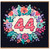 44th Birthday Card, Colourful Floral Number 44 Card