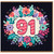 91st Birthday Card, Floral Number 91 Birthday Card