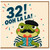 32nd Birthday Card, Funny Ooh La La Frog Card