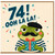 74th Birthday Card, Funny Ooh La La Frog Birthday Card