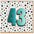 43rd Birthday Card, Bold Teal Number 43 Card