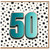50th Birthday Card, Bold Teal Number 50 Polka Dot Design