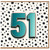 51st Birthday Card, Bold Number 51 Polka Dot Design