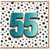 55th Birthday Card, Bold Teal Number 55 Spotty Design