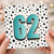 62nd Birthday Card, Large Number 62 Birthday Card