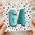 64th Birthday Card, Teal Number 64 Retro Polka Dot Design
