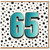 65th Birthday Card, Turquoise Number 65 Birthday Card