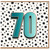 70th Birthday Card, Bold Teal Number 70 with Black Polka Dot Design
