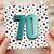 70th Birthday Card, Bold Teal Number 70 with Black Polka Dot Design
