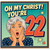 22nd Birthday Card, Funny Retro Comic Birthday Card for Her