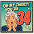 34th Birthday Card, Oh My Christ You're 34 Retro Comic Style Card