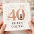 40th Birthday Card - 40 Years Young - Champagne, Cake and Confetti Design - Elegant Milestone Greeting Card with Envelope