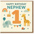 Nephew 1st Birthday Card - Cute Animal Design with Elephant, Giraffe, Rainbow and Cake - First Birthday Card for Nephew, Kids Age 1