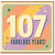 107th Birthday Card, Fabulous Years Retro Colourful Greeting Card