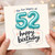 52nd Birthday Card, Happy Birthday 52 Balloon Design