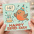 Happy Bird-Day Funny Birthday Card - Cute Bird with Party Hat and Cake Pun - Humour Greeting Card for Friends, Family, Kids, Him or Her