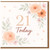 21st Birthday Card - 21 Today - Elegant Floral Watercolour Design in Peach and Blush with Hearts and Leaves