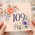 109th Birthday Card, Floral Watercolour Number 109 Greeting Card