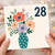 28th Birthday Card, Colourful Floral Bouquet in Vase