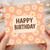 Daisy Birthday Card - Cute Floral Happy Birthday Greeting Card - Pastel Peach Daisies Design, A6 with Envelope, Blank Inside, for Her or Him